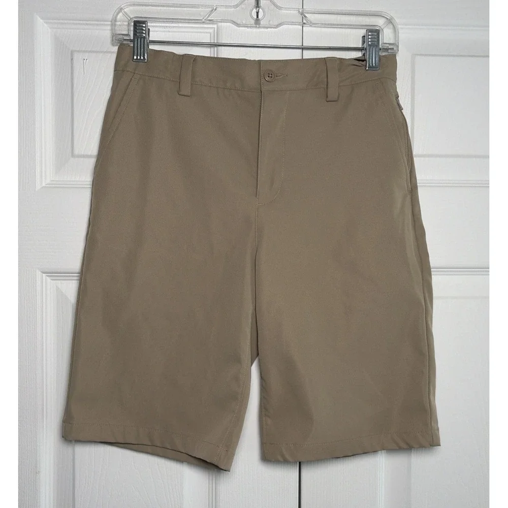 Lands' End Performance Chino Shorts Boys Size‎ 14 Khaki Tan Golf School Uniform